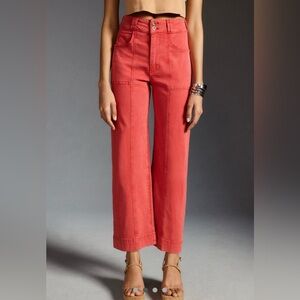 Anthropologie-Pilcro High-Rise Seamed Pants, size 29, color-Rasberry